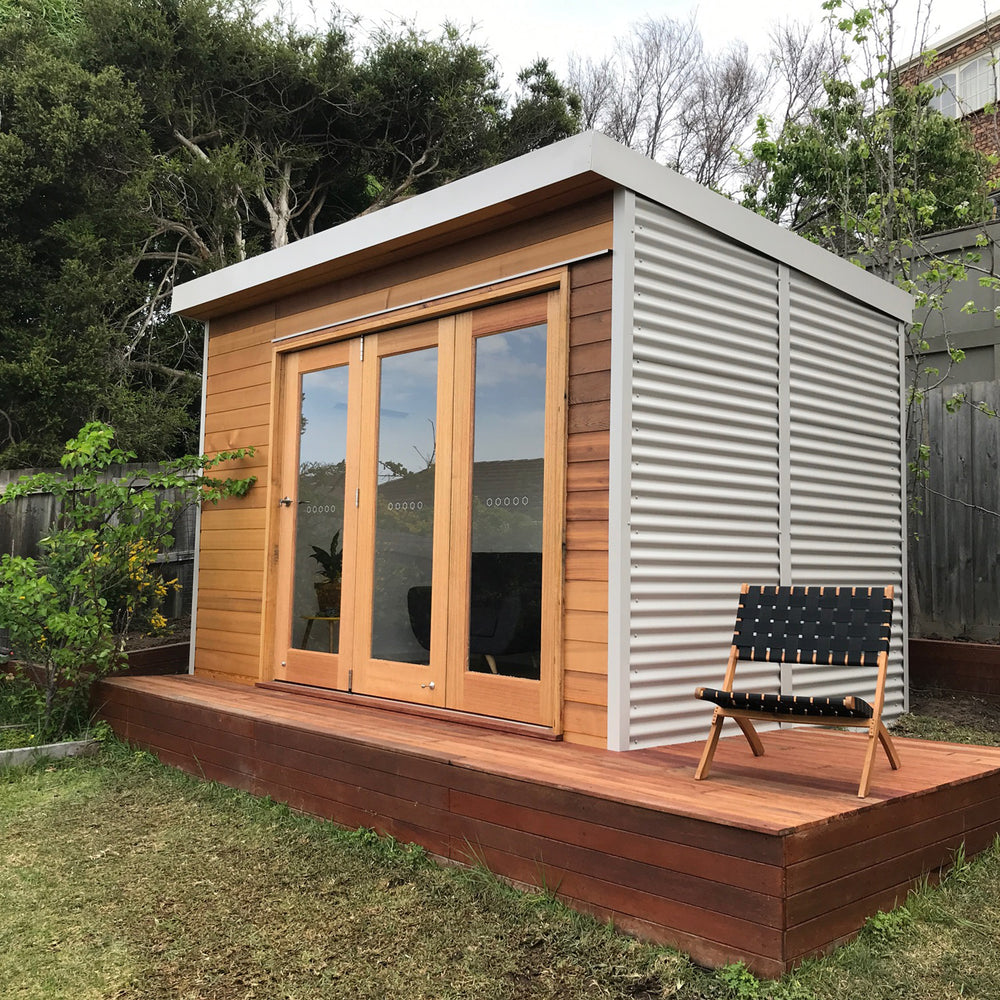 HideOut backyard studio with deck for home office, she shed, home gym, art studio, music room